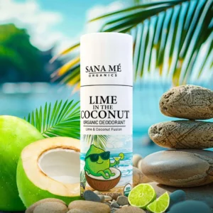 Sana Me Organics Lime in the Coconut organic deodorant styled with fresh citrus and coconut